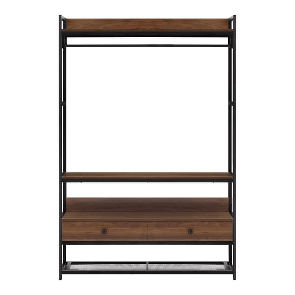 Klädställning Isen 180x120x40 cm metall svart valnötsfärg [en.casa]