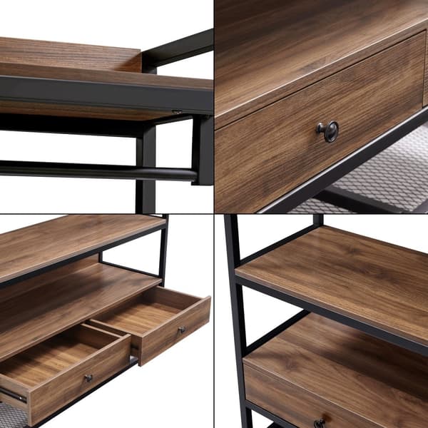Klädställning Isen 180x120x40 cm metall svart valnötsfärg [en.casa]