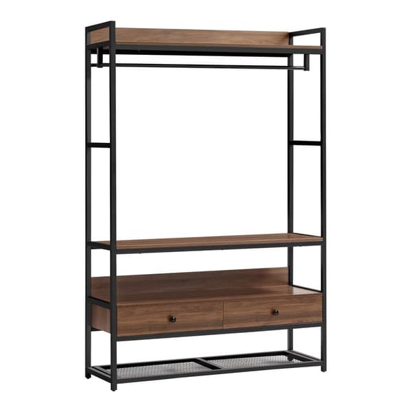 Klädställning Isen 180x120x40 cm metall svart valnötsfärg [en.casa]