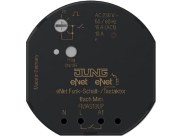JUNG FM AS 10 UP, Vekslingsaktuator, Flush-montert, 868 MHz, 20 mW, 100 m, Sort