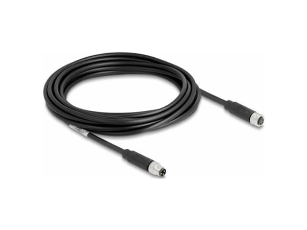 Delock - Patchkabel - 3 pin M8 (han) til 3 pin M8 (hun) - 5 m - 4.6 mm - STP - IP67 - lajittelu - lajiteltu