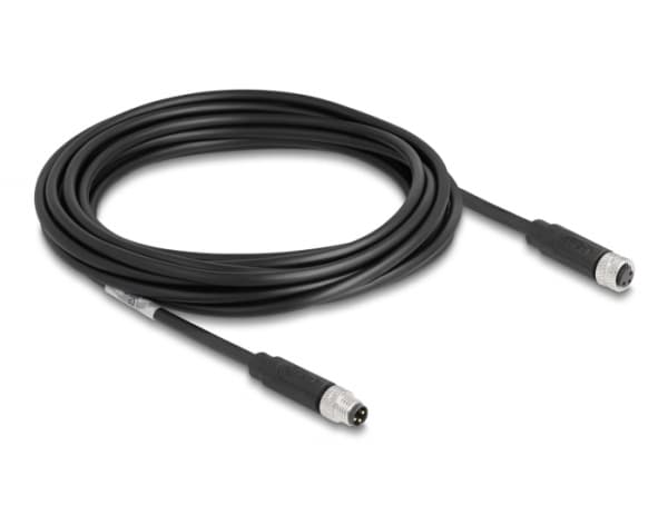 Delock - Patchkabel - 3 pin M8 (han) til 3 pin M8 (hun) - 5 m - 4.6 mm - STP - IP67 - lajittelu - lajiteltu