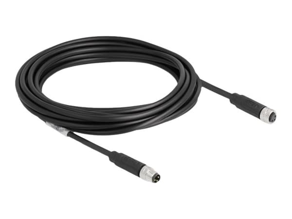 Delock - Patchkabel - 3 pin M8 (han) til 3 pin M8 (hun) - 5 m - 4.6 mm - STP - IP67 - lajittelu - lajiteltu