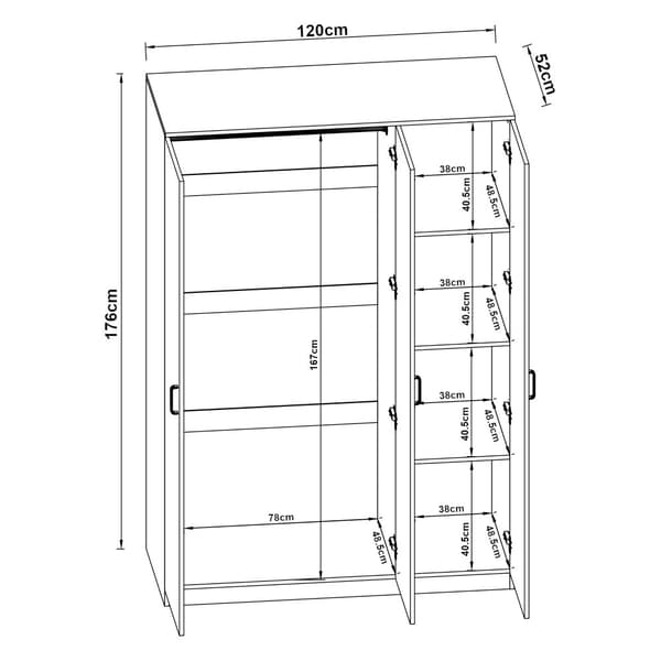 Klädskåp Bodolz garderob sonoma ek 176x80x52 cm 5 fack [en.casa]