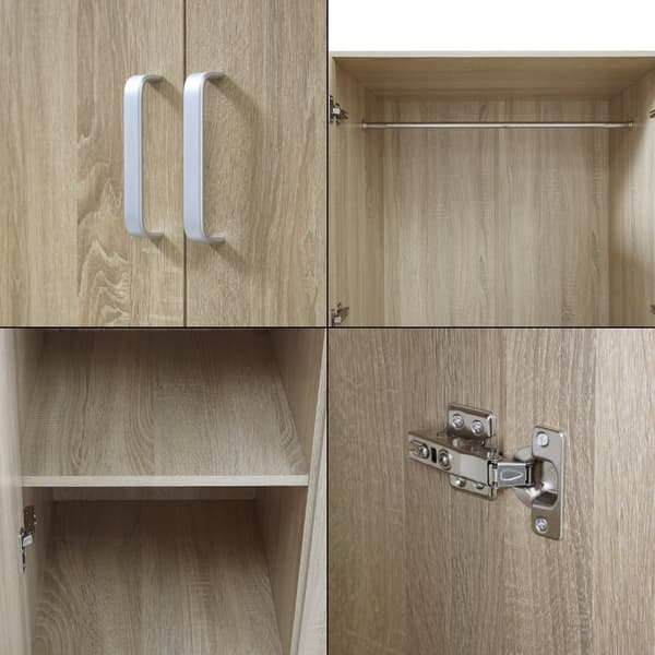 Klädskåp Bodolz garderob sonoma ek 176x80x52 cm 5 fack [en.casa]