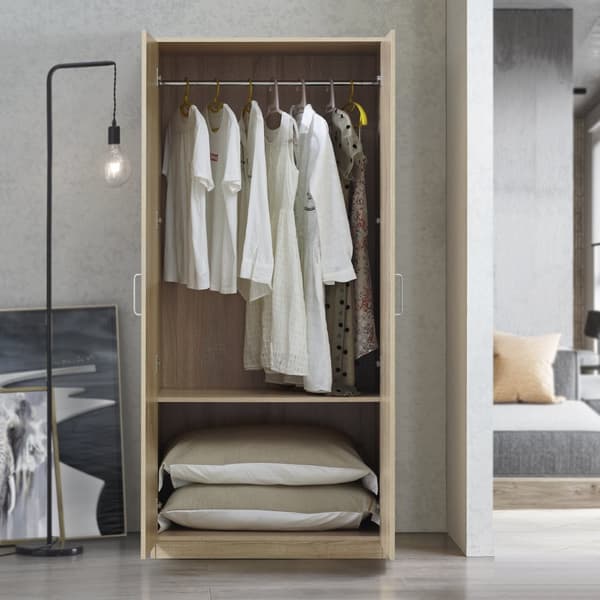 Klädskåp Bodolz garderob sonoma ek 176x80x52 cm [en.casa]