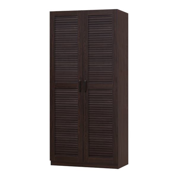Klädskåp Finning garderob 176x80x52 cm mörk valnöt [en.casa]