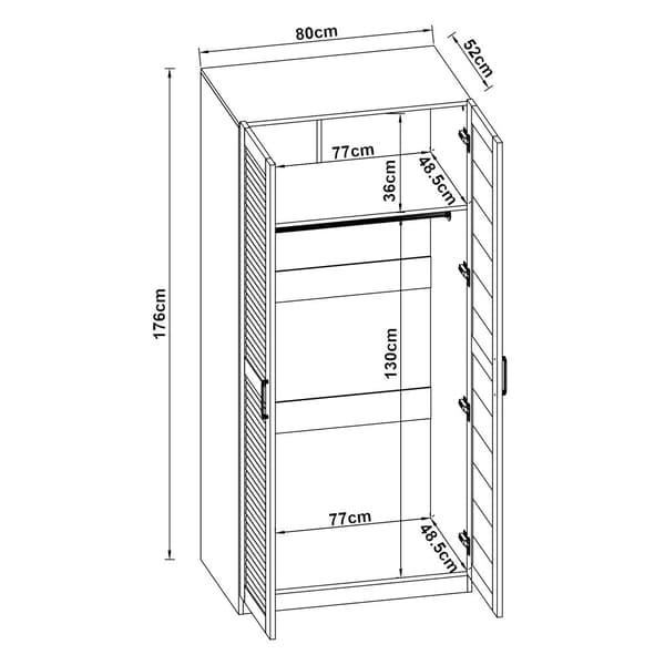 Klädskåp Finning garderob 176x80x52 cm mörk valnöt [en.casa]