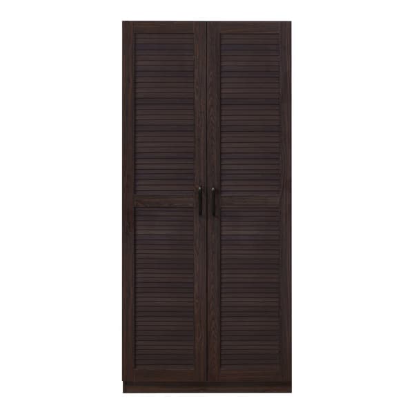 Klädskåp Finning garderob 176x80x52 cm mörk valnöt [en.casa]