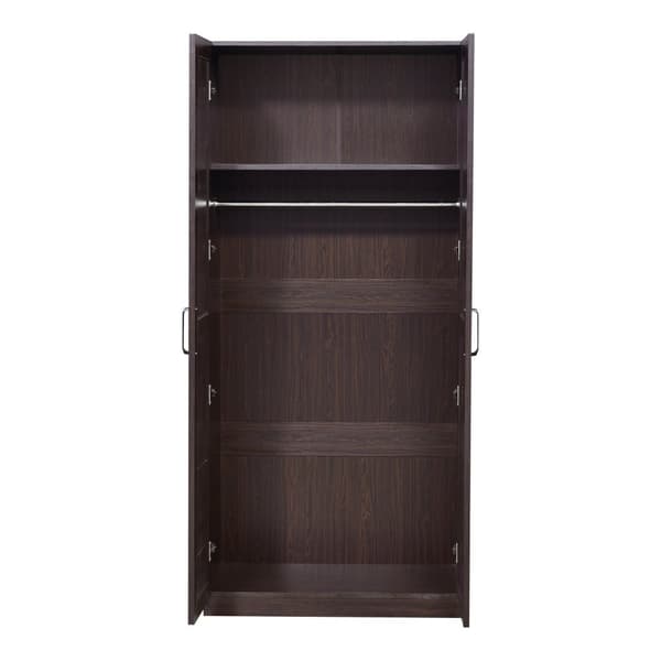 Klädskåp Finning garderob 176x80x52 cm mörk valnöt [en.casa]
