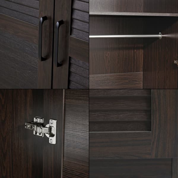 Klädskåp Finning garderob 176x80x52 cm mörk valnöt [en.casa]