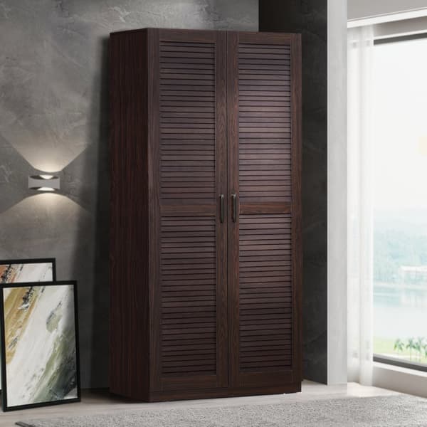 Klädskåp Finning garderob 176x80x52 cm mörk valnöt [en.casa]