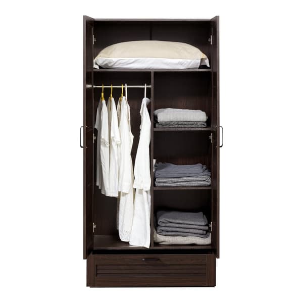 Klädskåp Finning garderob 176x80x52 cm mörk valnöt [en.casa]
