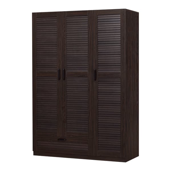 Klädskåp Finning garderob 176x120x52 cm mörk valnöt låda 7 fack [en.casa]