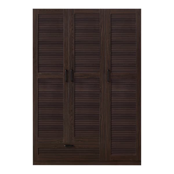 Klädskåp Finning garderob 176x120x52 cm mörk valnöt låda 7 fack [en.casa]