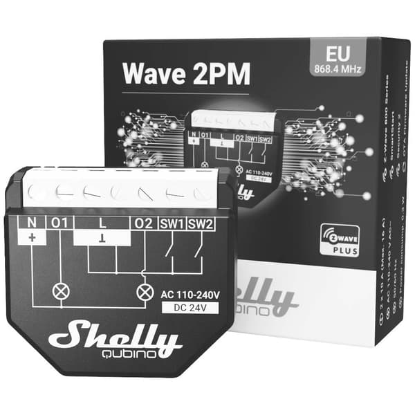 Shelly Shelly Qubino Wave 2PM Strömbrytare Z-Wave, Z-Wave+