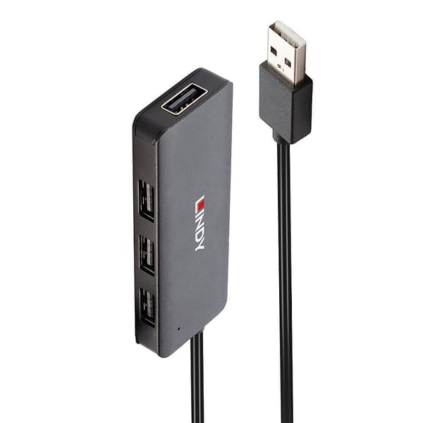 LINDY 42986 4 Port USB 2.0-Hub Svart