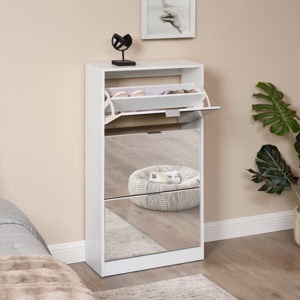 Skoskåp Kragerø 115x60x24 cm plats för 12 par skor vit [en.casa]