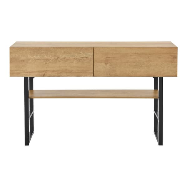 Sidobord Varberg 75x120x30 cm avlastningsbord svart ekfärg med två lådor [en.casa]