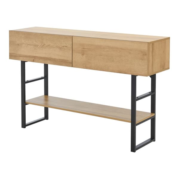 Sidobord Varberg 75x120x30 cm avlastningsbord svart ekfärg med två lådor [en.casa]