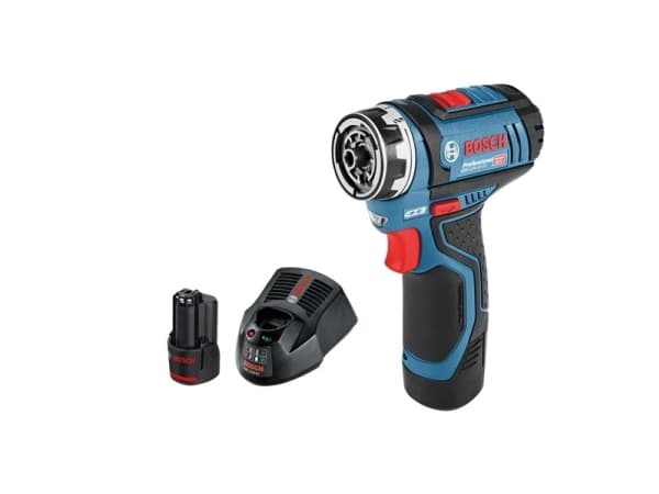 Bosch GSR 12V-15 FC Professional - Drill/driver - trådløs - 2 hastigheter - 1/4" sekskantsokkel, kjoks uten nøkkel 10 mm - 30 N·m - 2 batterier - 12