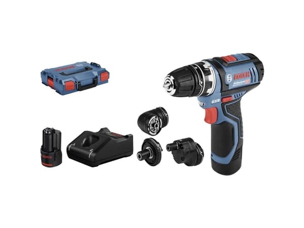 Bosch GSR 12V-15 FC Professional - Drill/driver - trådløs - 2 hastigheter - 1/4" sekskantsokkel, kjoks uten nøkkel 10 mm - 30 N·m - 2 batterier - 12