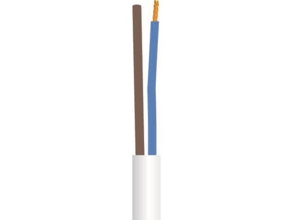 Ledare rund, PVC2x0,75 mm² PKL vit 300/300Vring, kabeldiameter 4,9-6,3 mm - (100 meter)