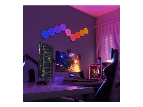 Nanoleaf Shapes Expansion Pack - Valopaneelisarja - LED - 230 x 200 mm - 1,5 W - 16 miljoonaa väriä - 1200-6500 K - kuusikulmio - musta