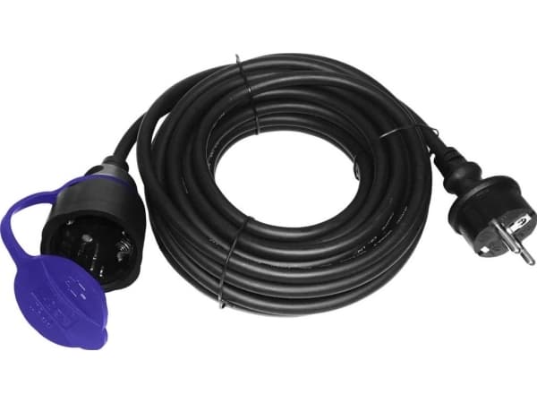 Orno IP44 roiskevesisuojattu korjaamon jatkojohto, 1x2P + Z (schuko) 30m, öljynkestävä kumikaapeli H07RN-F 3x1,5mm ?, 230VAC / 16A