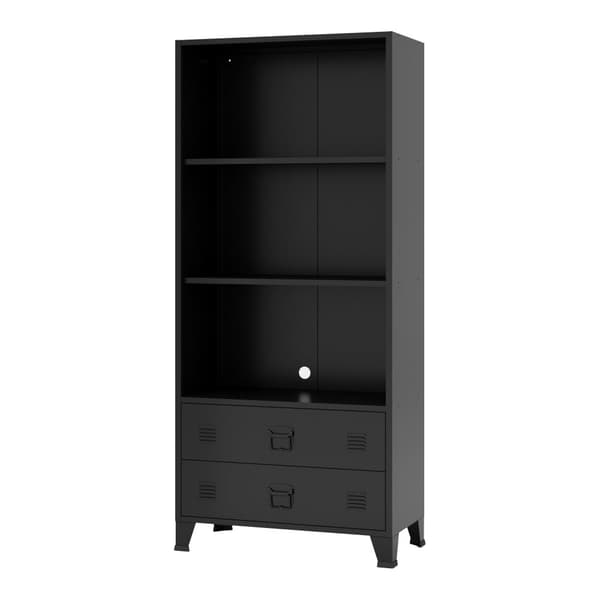 Bokhylla Hammarland med 2 lådor 180x80x40 cm svart [en.casa]