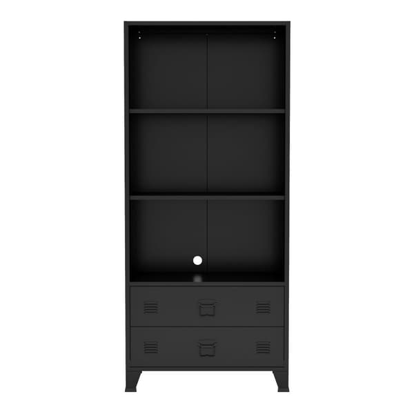 Bokhylla Hammarland med 2 lådor 180x80x40 cm svart [en.casa]