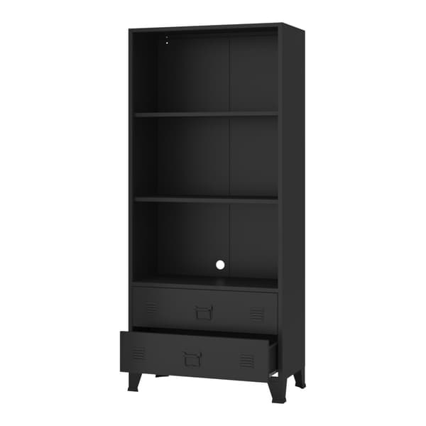 Bokhylla Hammarland med 2 lådor 180x80x40 cm svart [en.casa]