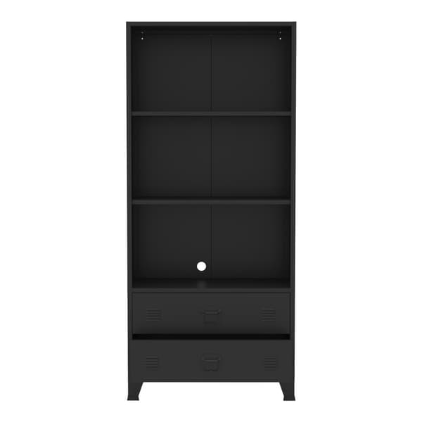 Bokhylla Hammarland med 2 lådor 180x80x40 cm svart [en.casa]