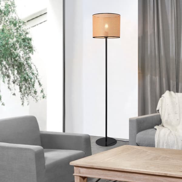 Golvlampa Helens 154xØ30 cm rottingkänsla beige metall [lux.pro]