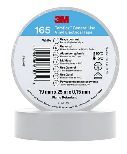 3M 165WH6E isoleringstejp vit 19mmx25m (7100184818)