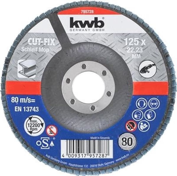 KWB - Slipklaffskiva - Slipmopp - Cut-Fix 125mm - Grit K80