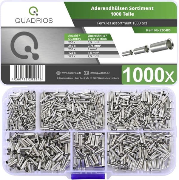 Quadrios 22C485 valikoima holkkeja eristämätön 1000 kpl