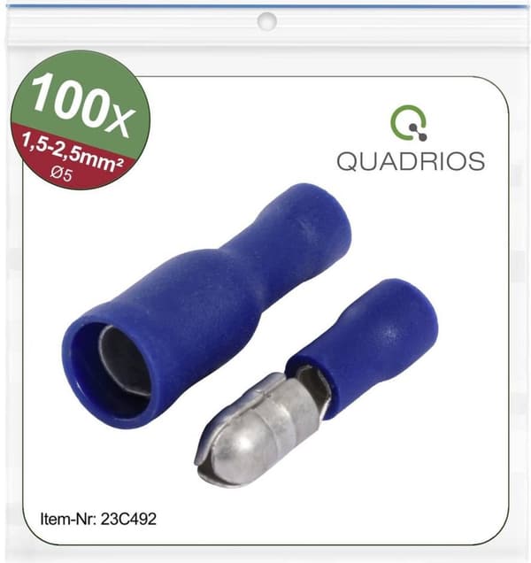 Quadrios 23C492 Pyöreä liitin 1,5 mm² - 2,5 mm² Sininen 100 kappaletta