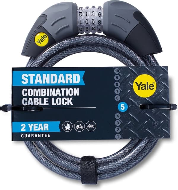 Yale Kaapelilukko yhdistelmälukolla Ø10 mm, pituus 180 cm