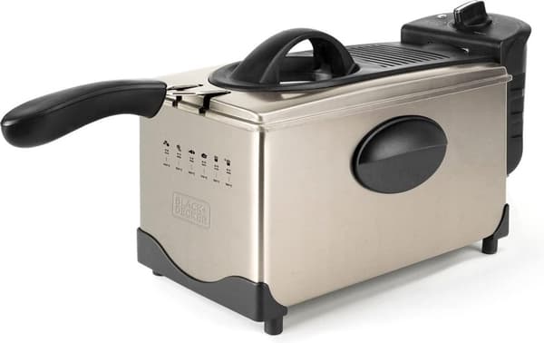 Black & Decker Elektrisk frituregryde BXDF2100E 2100W 3L Lugtfri temperaturvalg Rustfrit stål Sort, Rustfrit stål