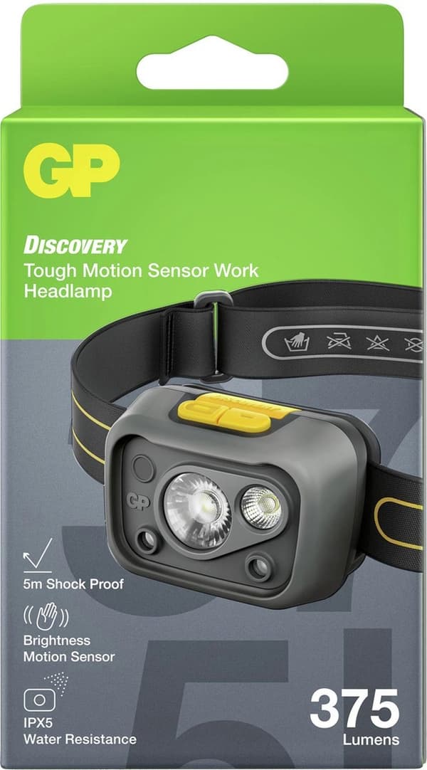 GP Discovery CHW54 LED ajovalaisin akkukäyttöinen 375 lm 26 h 260GPACCHW54000 musta