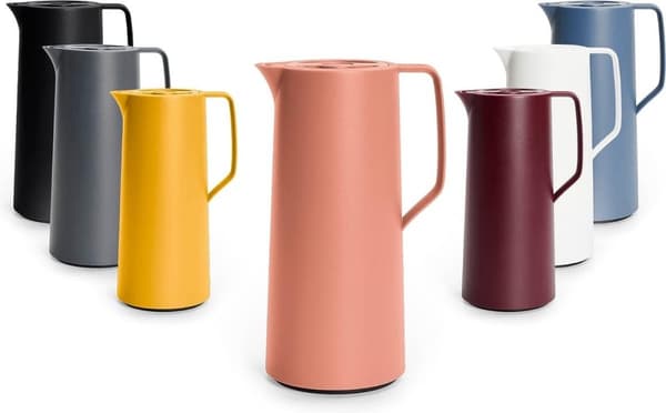 Motiva termos, 1 liter, Quick-Press-stängning, 12 timmar varm, 24 timmar kall, glaskolv, skandinavisk design, terrakotta