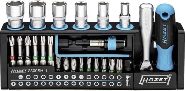 Hazet SmartHolder 2300SH-1 Teräsarja 39-osainen litteä, Phillips, Phillips, Pozidriv, Allen, Inner-Torx, kanta (kuusikulmio)
