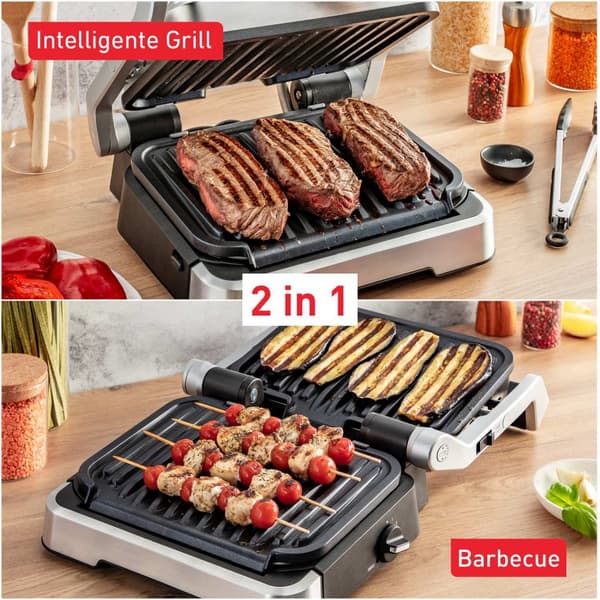 Tefal OptiGrill 2in1 GC772D10 - Sort - Rustfrit stål - Rektangulær - Knapper - 1 zone(r) - Hængsel - 180° (GC772D10)