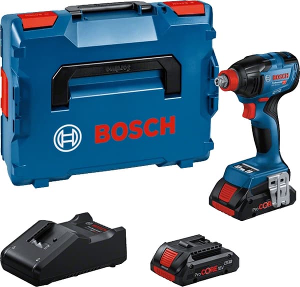 Bosch GDX 18V-210 C Professional - iskevä avain - akku - 3 nopeutta - 1/4" kuusioavain, 1/2" neliömäinen kuusioavain - 210 N m - 2 akkua - 18 V