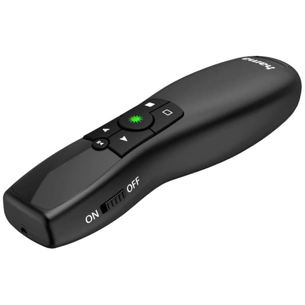 Hama Greenlight-Pointer, 4in1 Trådlös Presentationskontroll inkl. laserpekare, integrerad display
