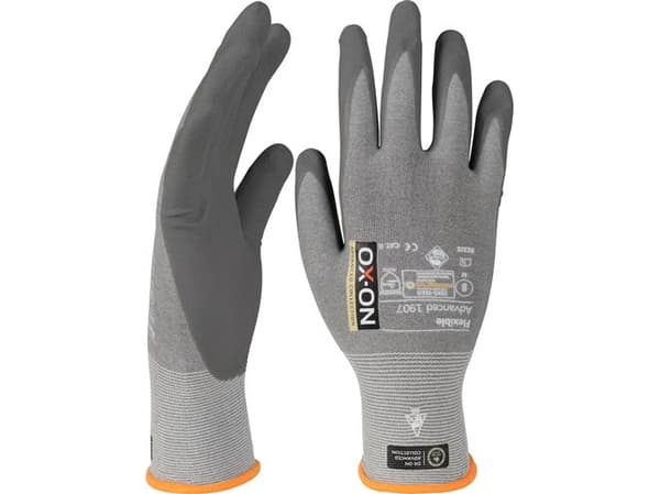 Handsker OX-ON Flexible Advanced 1907. Ekstremt slidstærk, ESD godkendt, udsøgtpasform, størrelse 10