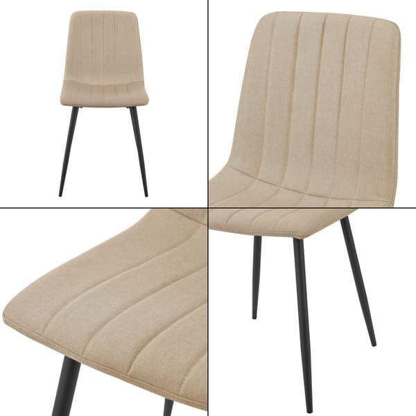 Stol Elsern set om 2 ljusbrun textil stål 89x43x51 cm [en.casa]