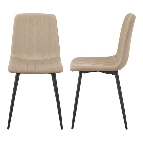 Stol Elsern set om 2 ljusbrun textil stål 89x43x51 cm [en.casa]