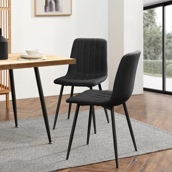 Stol Elsern set om 2 svart textil stål 89x43x51 cm [en.casa]